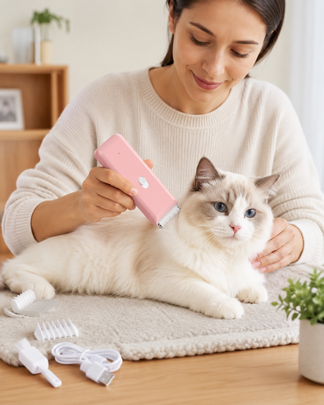 Tondeuse sans fil pour chien et chat – Rechargeable, silencieuse et légère