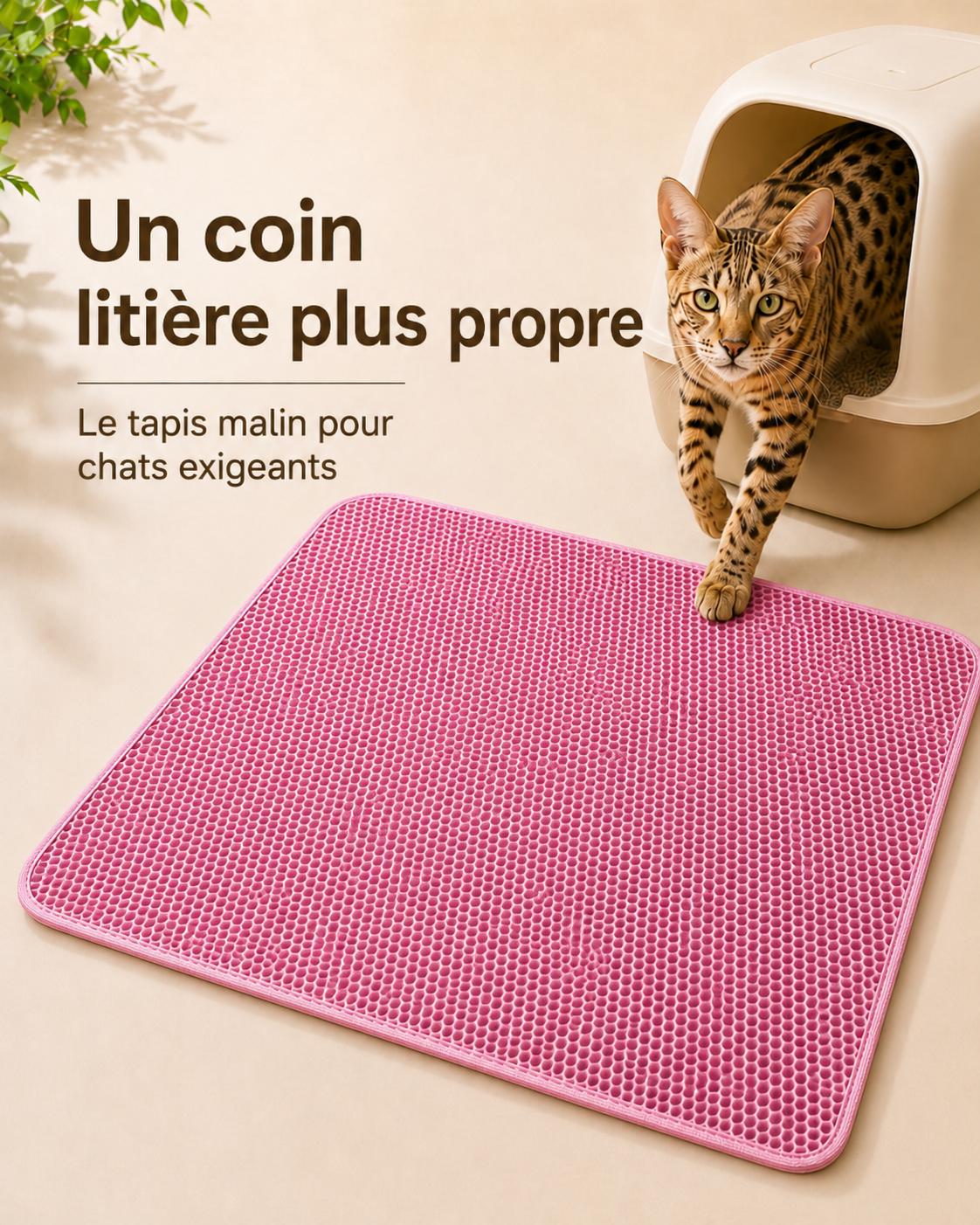 Tapis de litière pour chat double couche anti-projection – Imperméable et facile à nettoyer