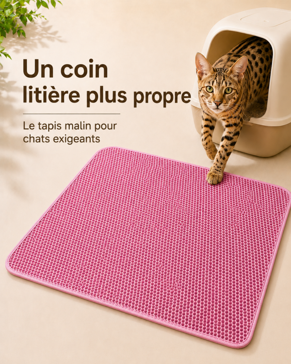 Tapis de litière pour chat double couche anti-projection – Imperméable et facile à nettoyer