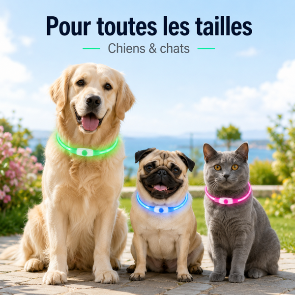 Collier LED Lumineux Rechargeable pour Chien – Visible, Réglable & Découpable