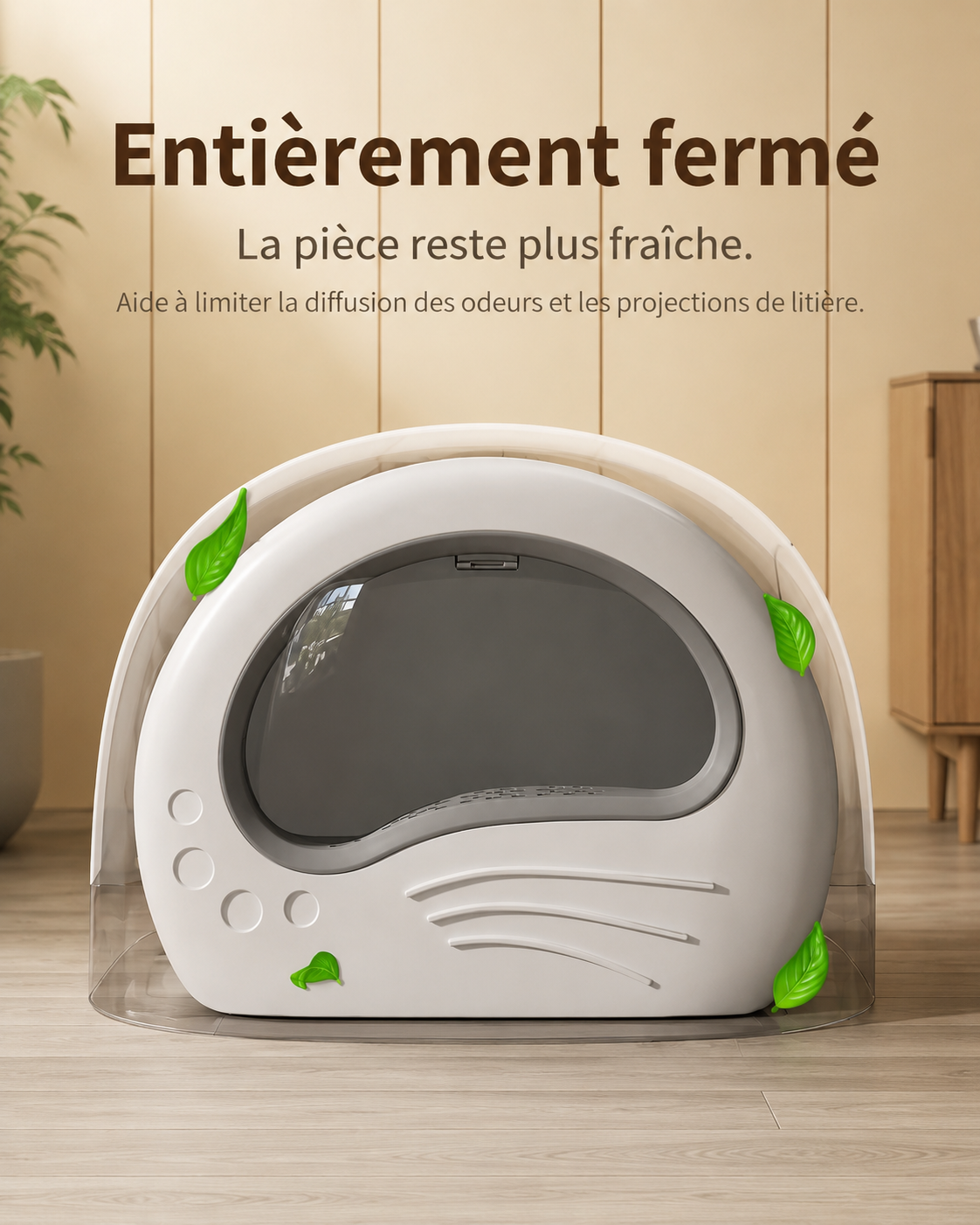 Bac à litière fermé anti-éclaboussures pour chat – Toilette avec plateau, pelle et accessoires inclus