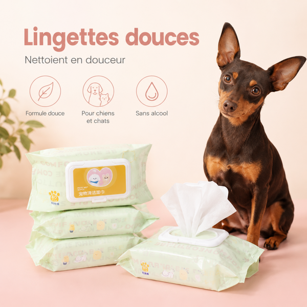 Lingettes douces chien/chat – Pattes, museau, yeux & taches de larmes
