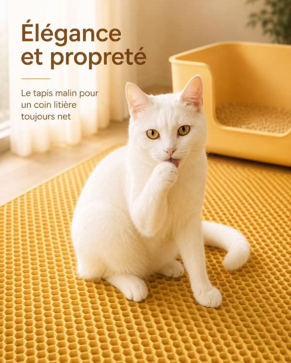 Tapis de litière pour chat double couche anti-projection – Récupérateur de grains imperméable