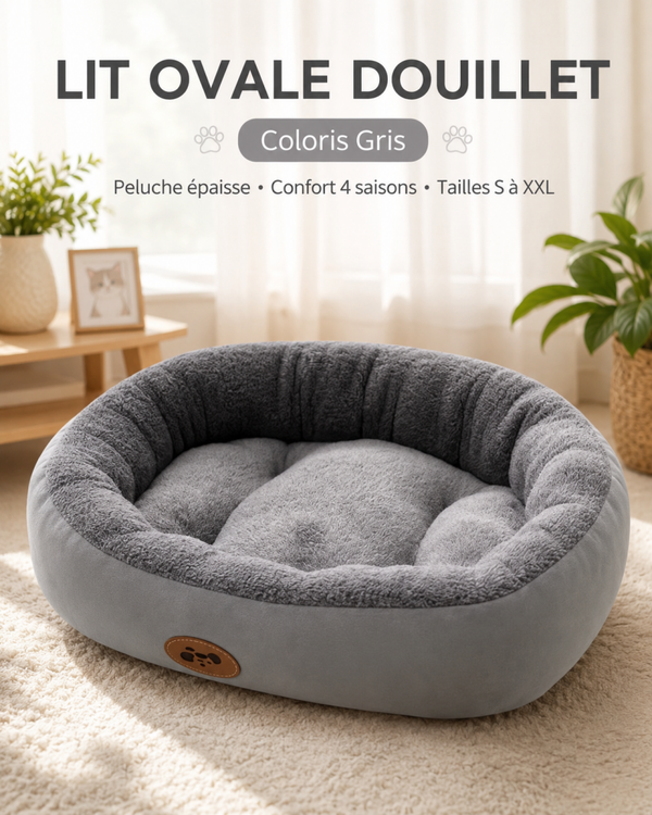 Panier Ovale Douillet en Peluche pour Chien et Chat – 5 Tailles