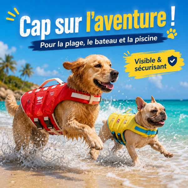 Gilet de Sauvetage Haute Flottabilité pour Chien – Réglable, Respirant et Sécurisant pour la Natation