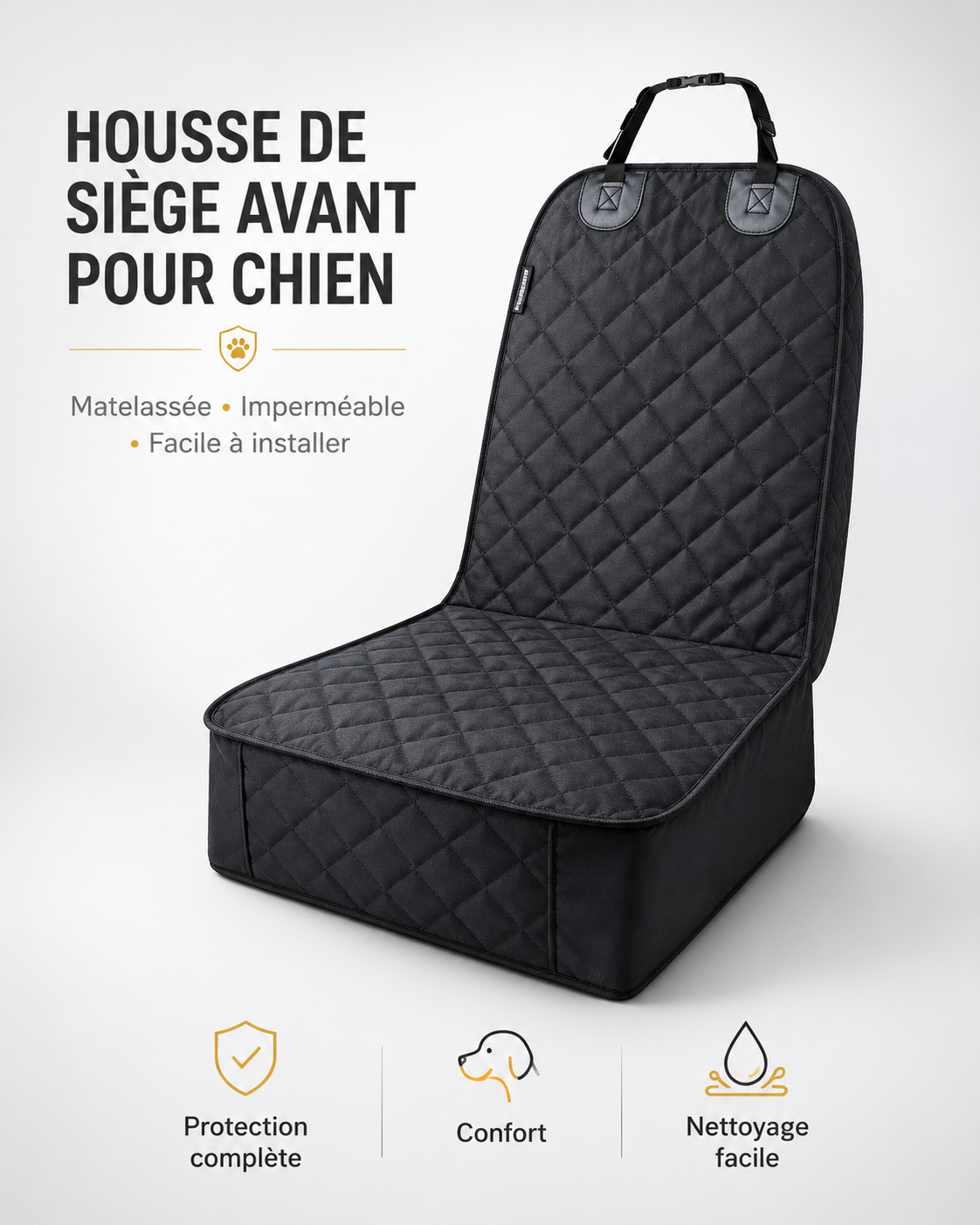 Housse imperméable pour siège avant – Protection voiture pour chien