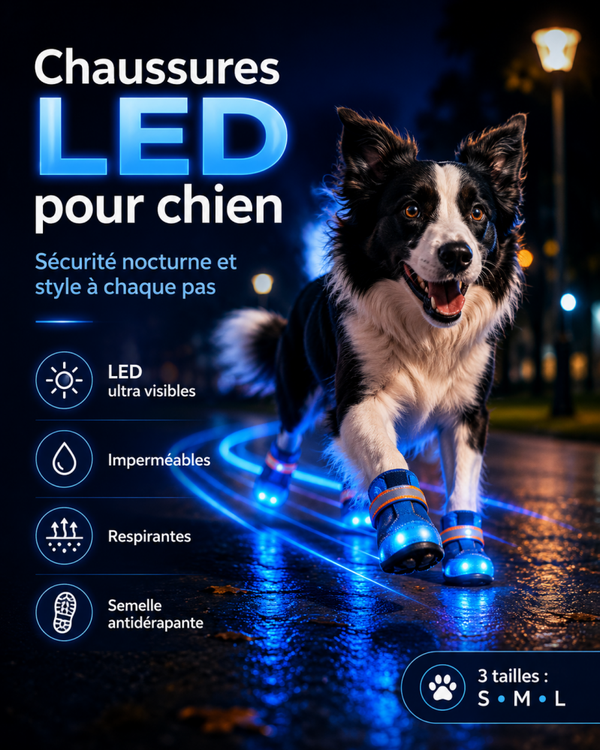 Chaussures lumineuses LED pour chien et chat – respirantes, antidérapantes, confortables pour promenades nocturnes
