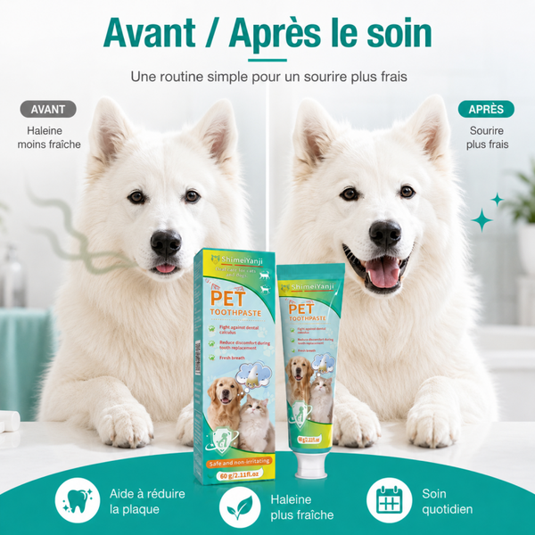 Dentifrice quotidien pour chien et chat – Haleine fraîche et contrôle de la plaque