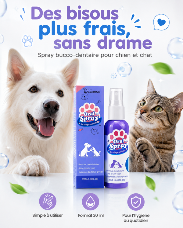 Spray bucco-dentaire 30 ml pour chien et chat – Haleine fraîche et soin quotidien