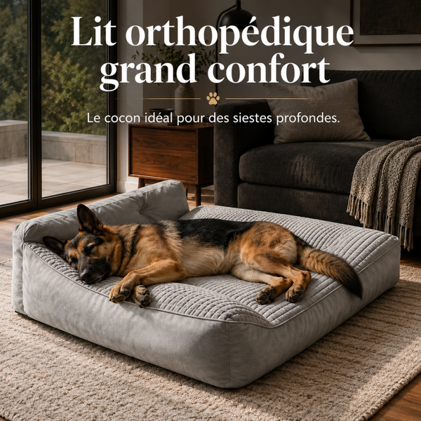 Lit Orthopédique XXL Pour Chien – Canapé Matelassé Avec Rebords Moelleux
