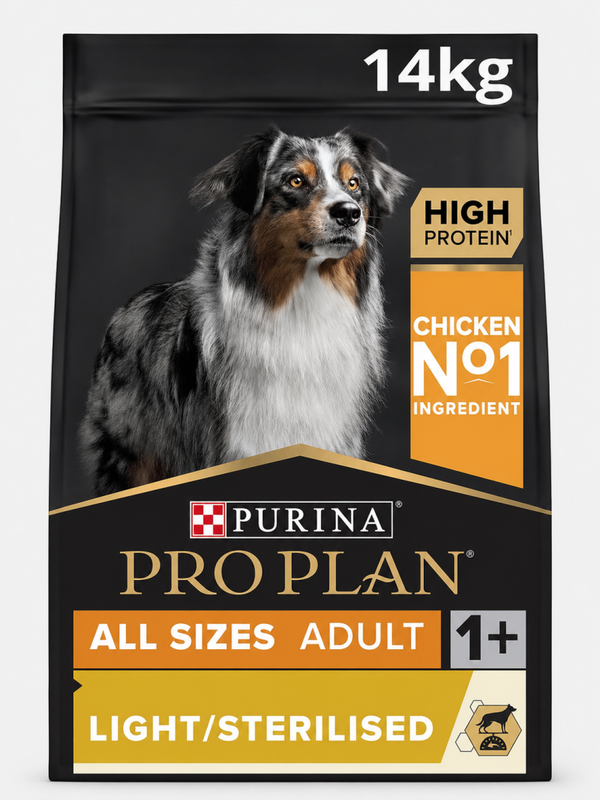 Purina Pro Plan Light / Sterilised – Croquettes au Poulet pour Chien Adulte Stérilisé ou en Surpoids – Toutes Tailles – Sac de 14 kg - 4,71 € /kilo