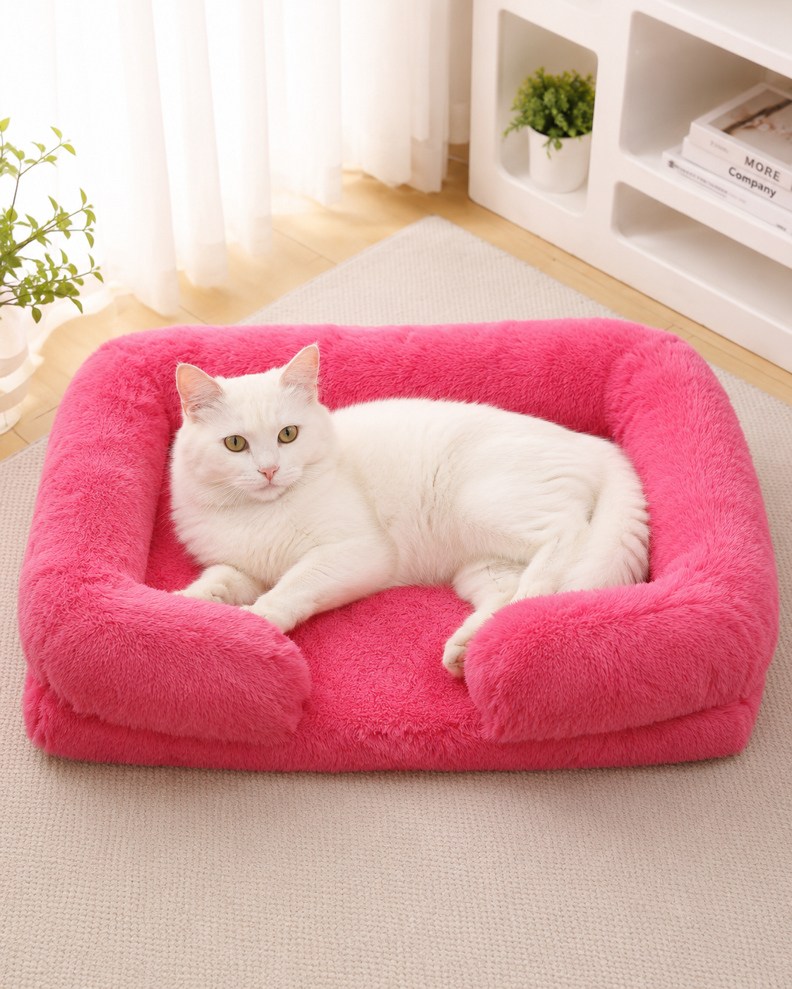 Canapé-lit orthopédique en fausse fourrure pour chien – Mousse à mémoire de forme et housse lavable