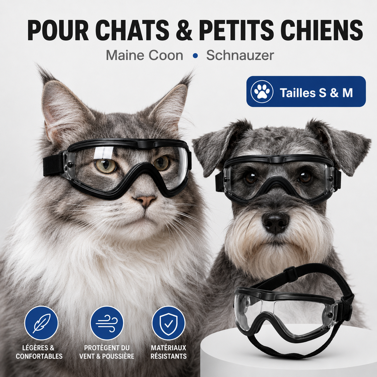 Lunettes de Soleil Réglables pour Chat et Petit Chien – Tailles S et M, 5 Coloris