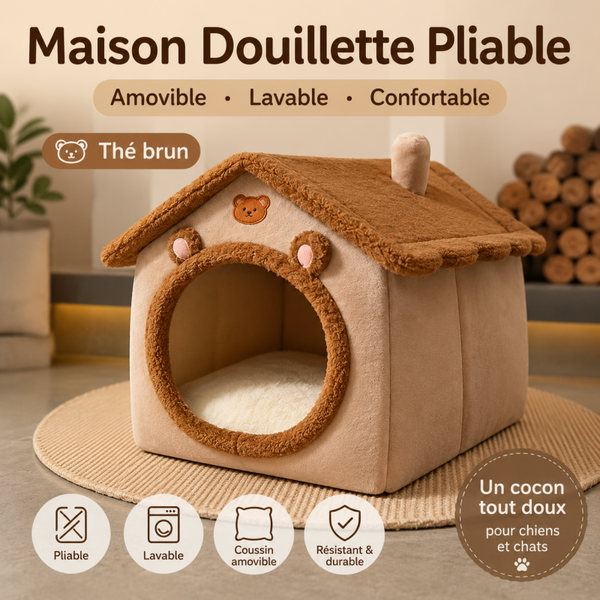 Maison Pliable Douillette Pour Chien Et Chat – Coussin Amovible Et Lavable