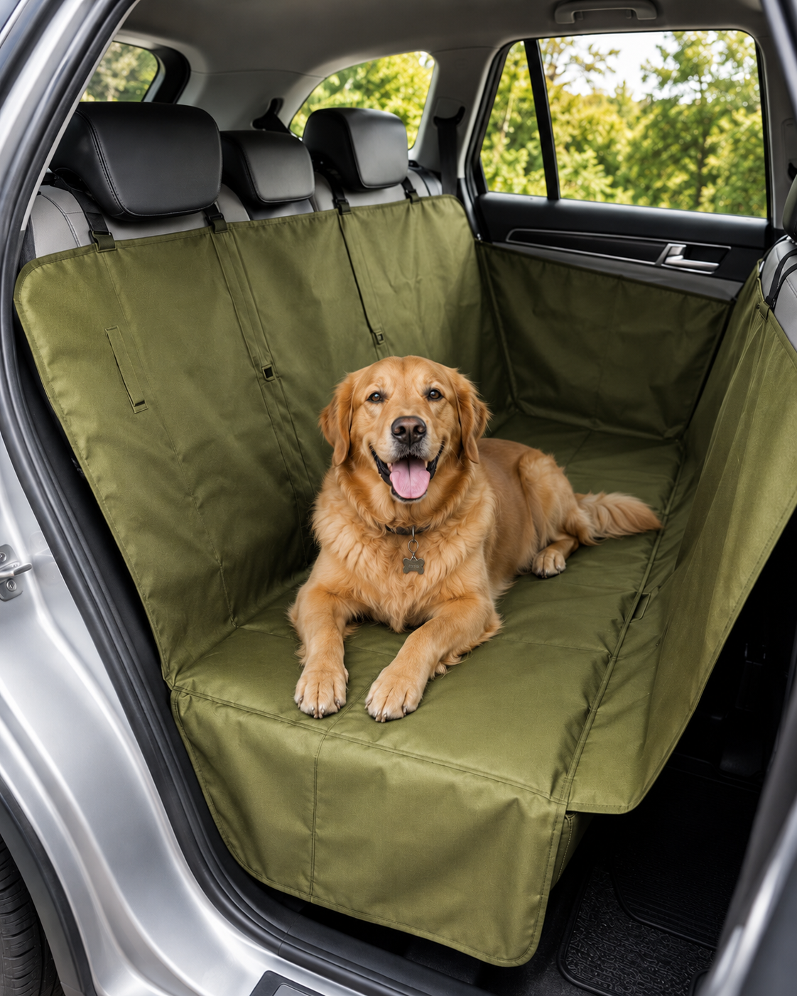 Housse de banquette arrière imperméable 600D pour chien – Protection voiture 130 × 144 cm
