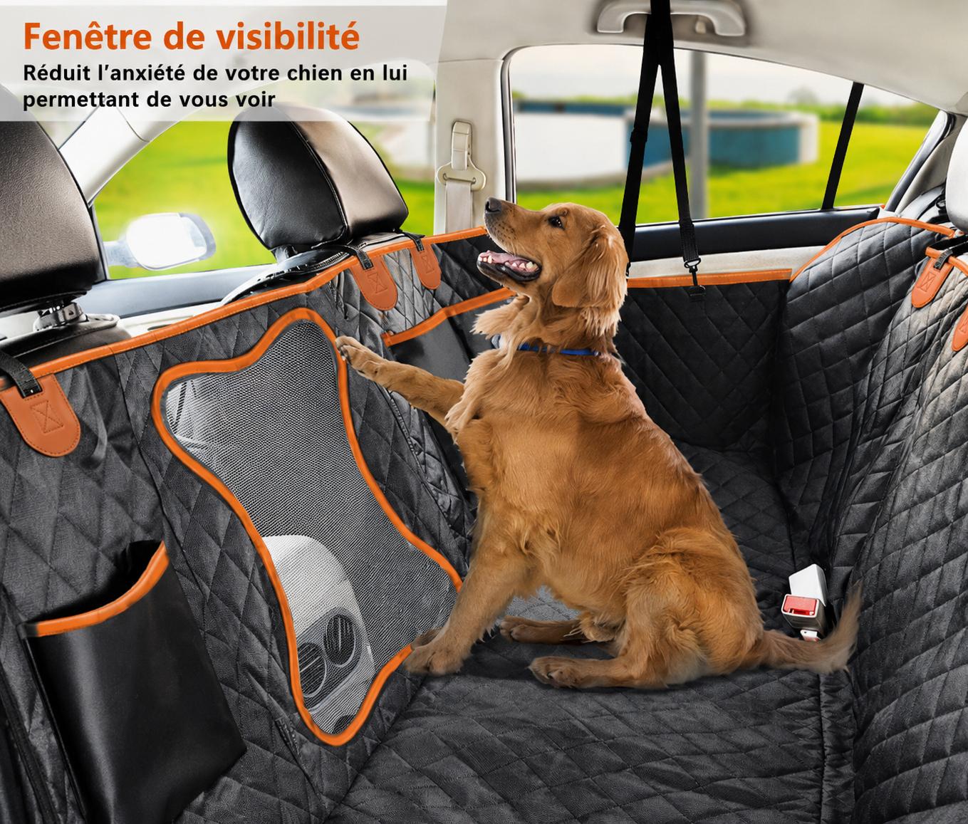 Housse hamac imperméable double épaisseur pour chien – Fenêtre en maille