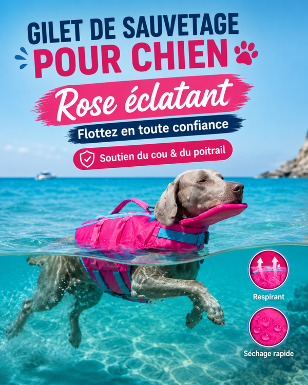 Gilet de Sauvetage Haute Flottabilité pour Petit et Moyen Chien – Réglable, Visible et Confortable pour la Baignade
