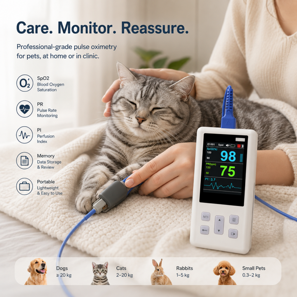 Oxymètre vétérinaire portable H100 pour chien et chat – Mesure SpO₂ et fréquence cardiaque