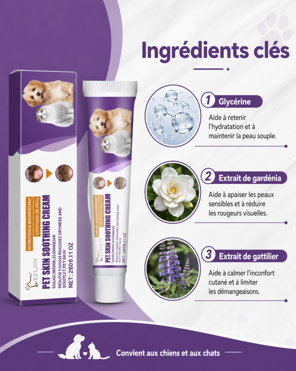 Crème apaisante peau & pattes chien/chat – Soin zones sèches et sensibles