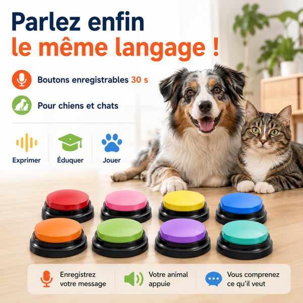 Boutons de Communication Enregistrables pour Chien et Chat