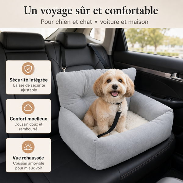 Siège auto cocon en peluche pour chien et chat