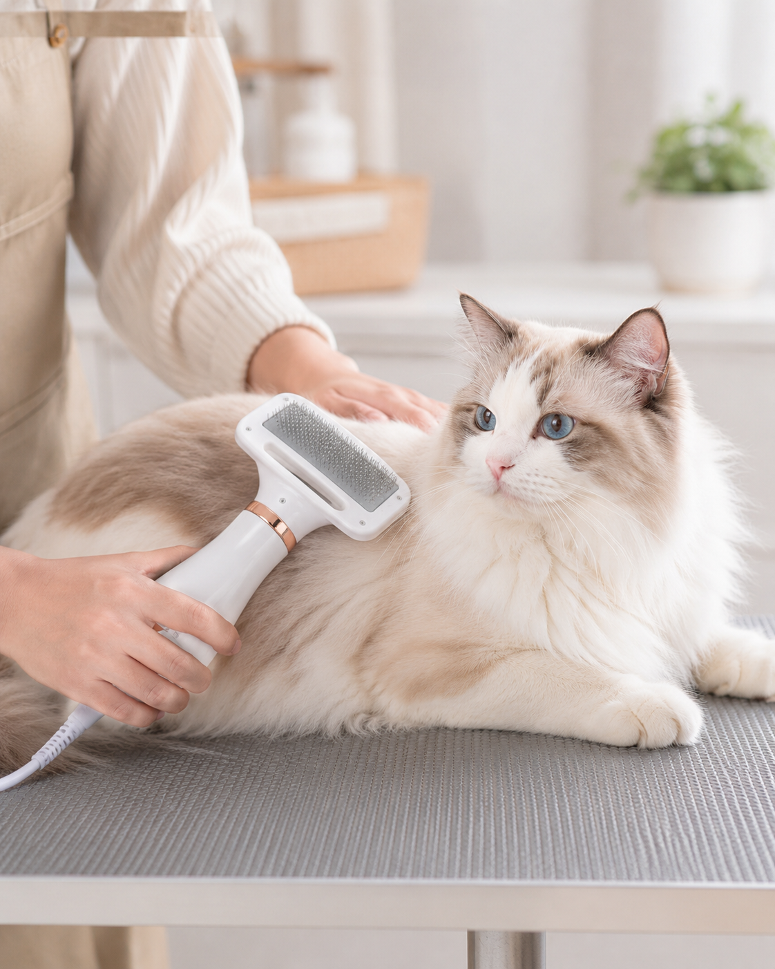 Brosse séchante 2-en-1 pour chien et chat – Sèche et démêle en un seul geste