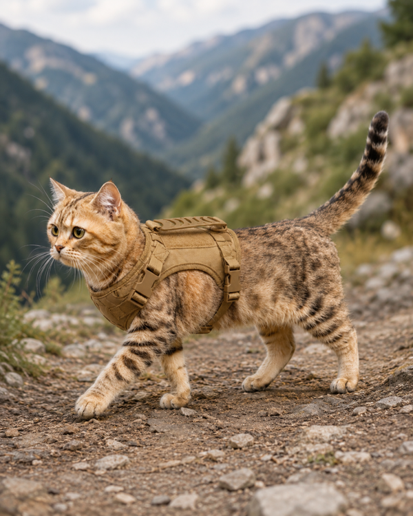 Harnais tactique anti-évasion pour chat avec poignée