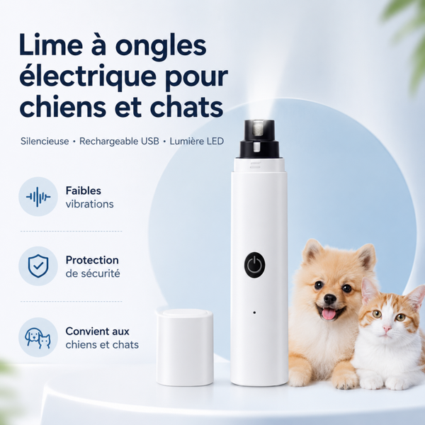 Lime électrique LED pour griffes de chien et chat – Rechargeable USB et silencieuse