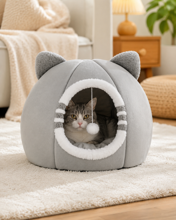 Niche Douillette Pour Chat – Maison Cocoon Avec Coussin Moelleux