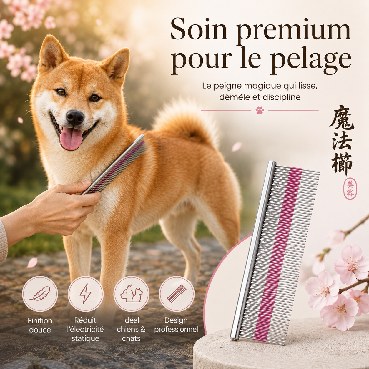 Peigne magique professionnel pour chien et chat – Toilettage haut de gamme