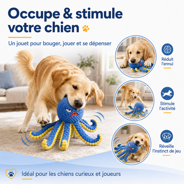 Poulpe Interactif Rechargeable pour Chien – Jouet Automatique à Mouvements & Rebondissements