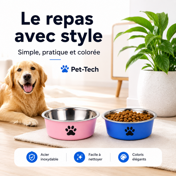 Gamelle antidérapante en acier inoxydable pour chien et chat – 6 couleurs, 3 tailles