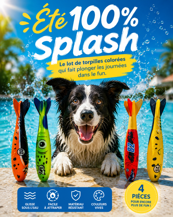 Lot de 4 Jouets de Plongée pour Piscine – Torpilles Sous-Marines Colorées pour Jeux Aquatiques et Entraînement à la Natation