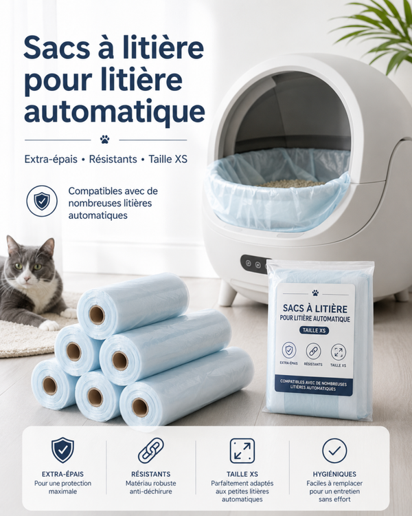 Sacs à litière automatiques extra-épais – Compatibles litière automatique