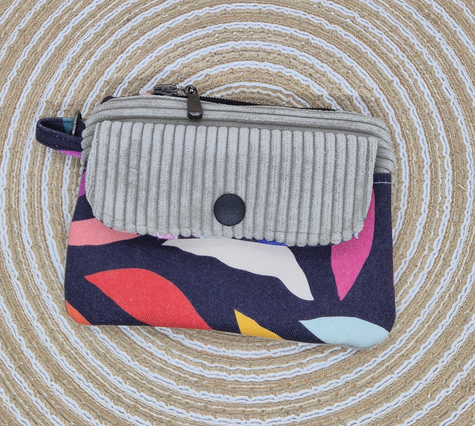 Kleiner Geldbeutel mit Karten- & Kleingeldfach  Mini Geldbeutel Cord beige