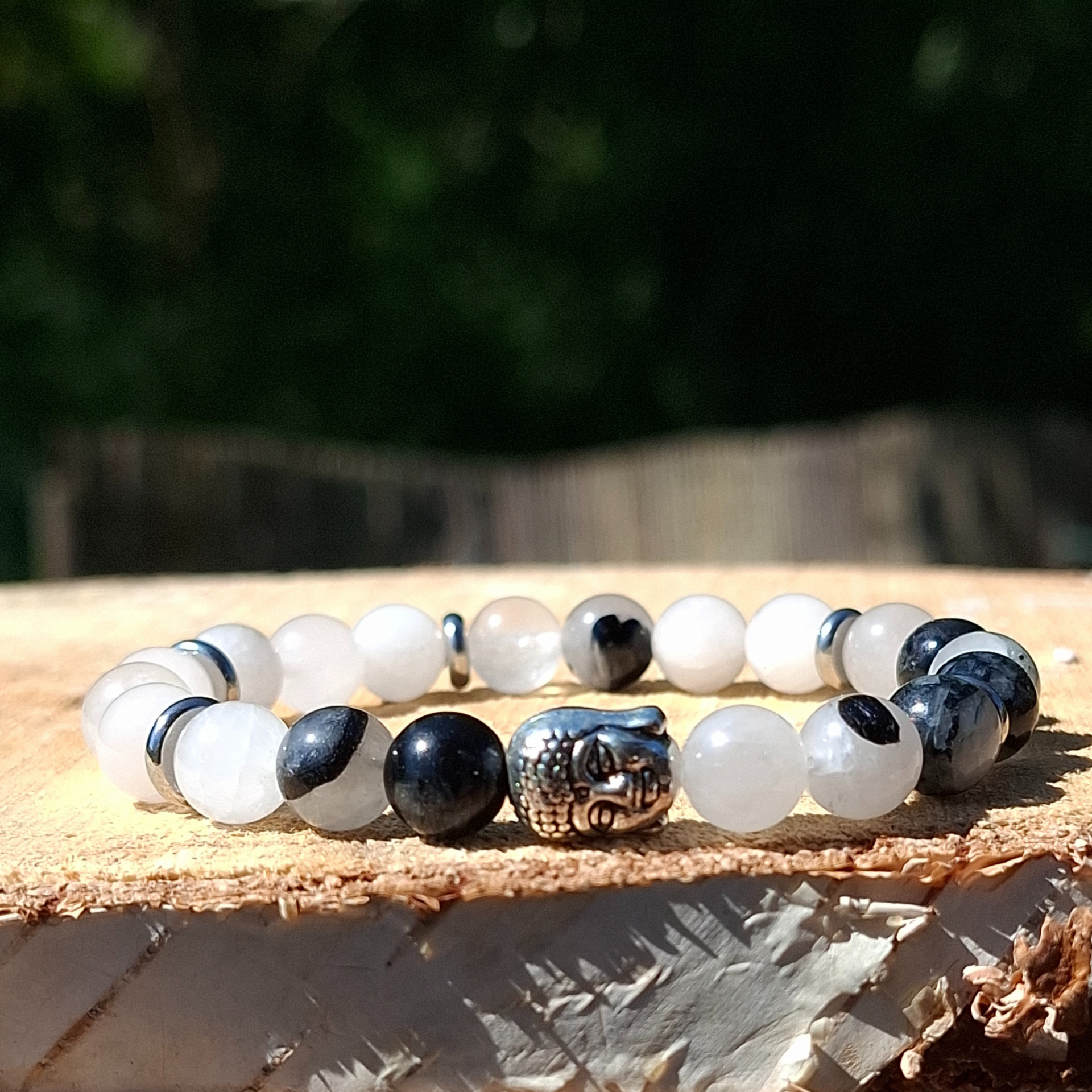 Protection Pure – Bracelet Quartz Tourmaline & Perle Bouddha