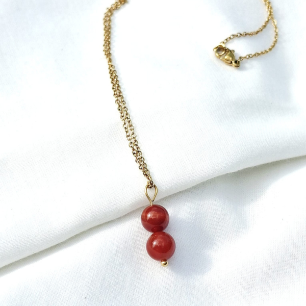 Collier en Cornaline Rubanée – Énergie & Créativité