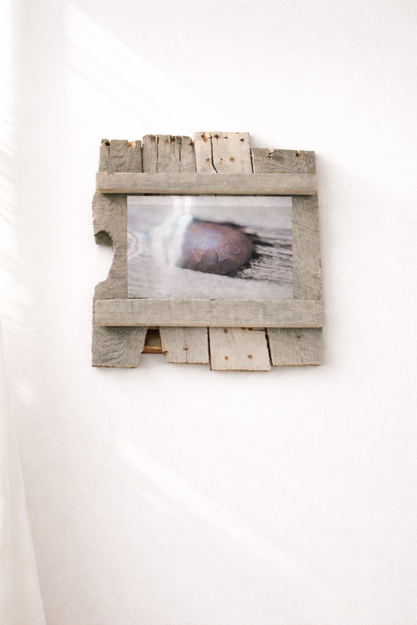 Rustic Wooden Pallet Frame With Bolt Print