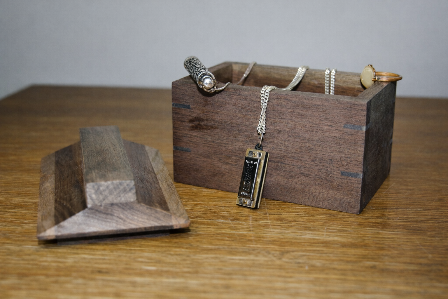 Rustic Black Walnut Jewelry Box with Oil Finish