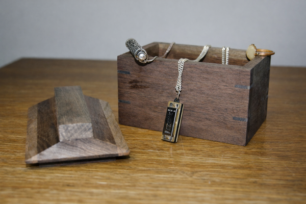 Rustic Black Walnut Jewelry Box with Oil Finish