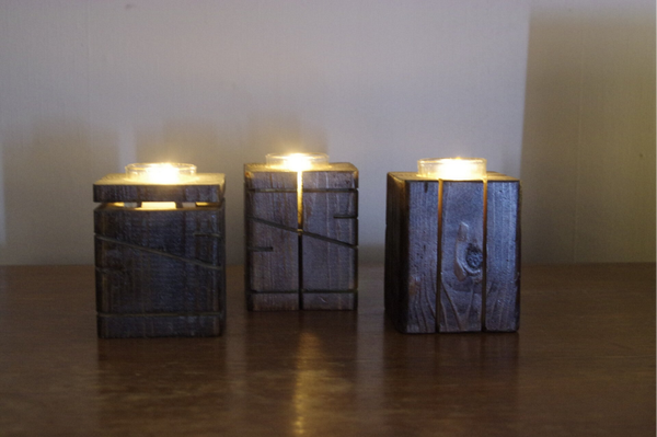 Rustic Pine Candleholders