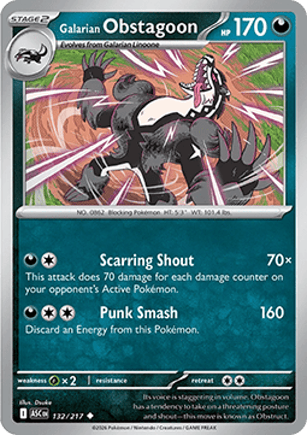 Ascended Heroes - #132 - Galarian Obstagoon