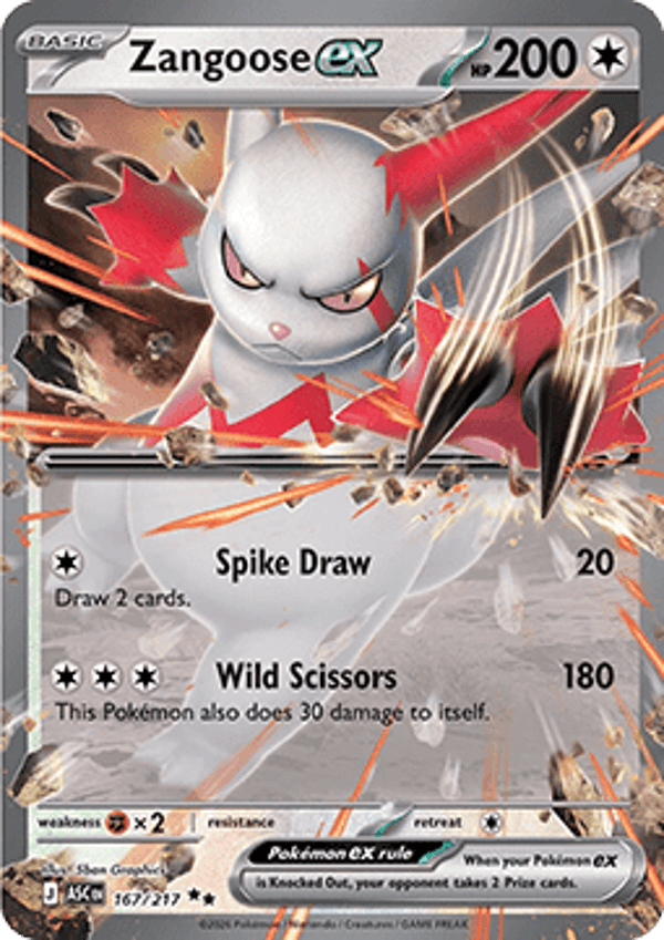 Ascended Heroes - #167 - Zangoose EX