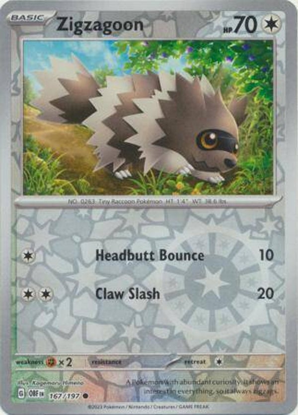 Obsidian Flames - #167 - Zigzagoon - REVERSE