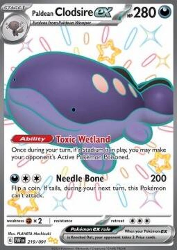 Paldean Fates - #219 - Paldean Clodsire EX