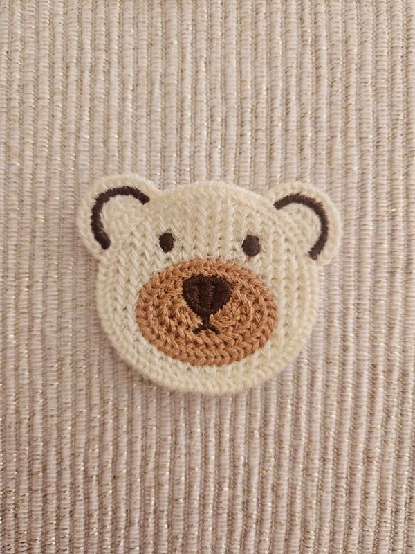 Naai applicatie beertje geborduurd wit/bruine snuit