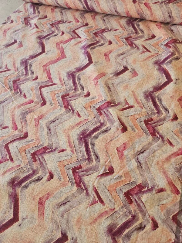 Coupon: Viscose Linnen digitaal zigzag