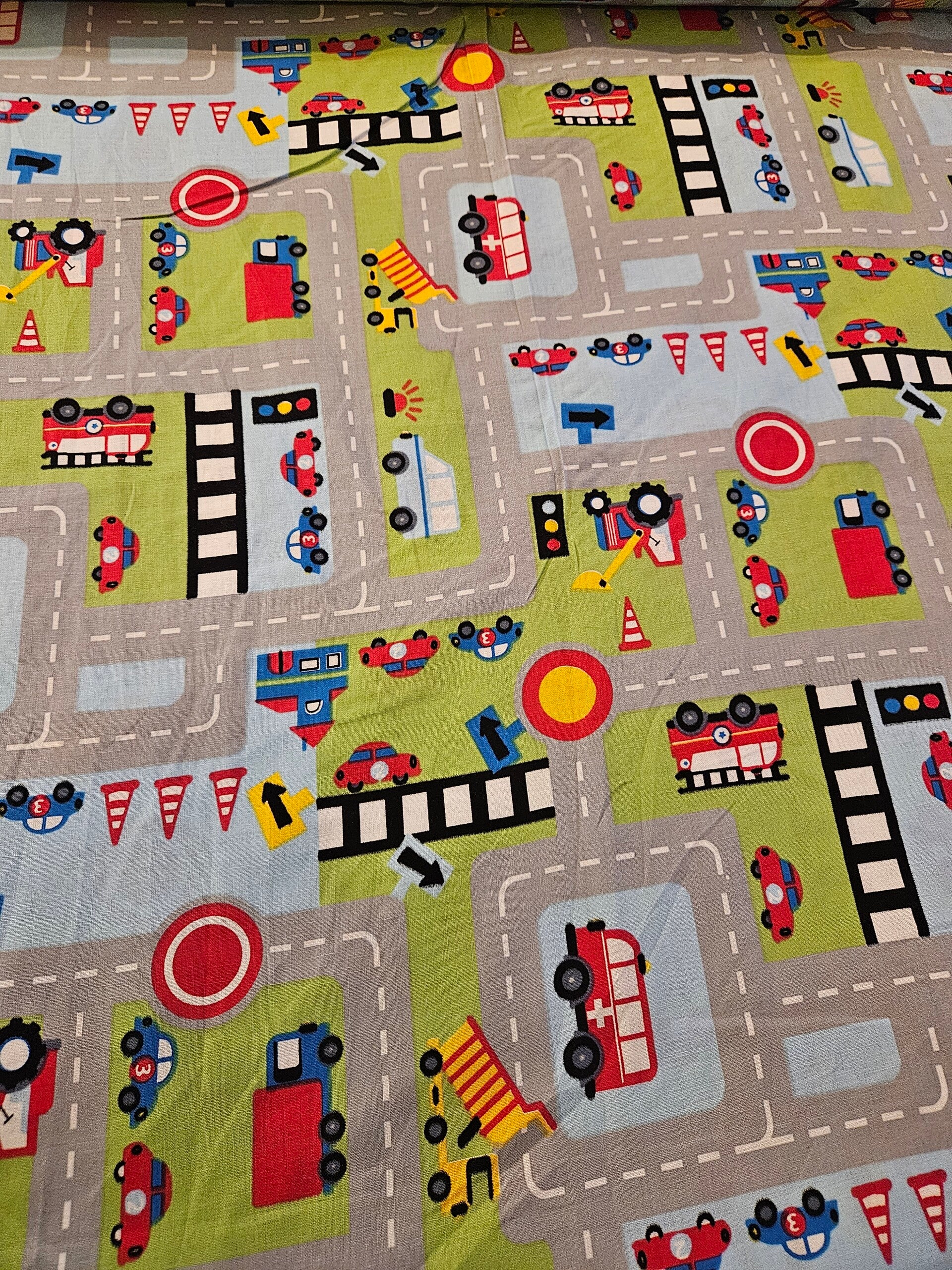 Katoen Poplin Bedrukt - Auto's op de weg