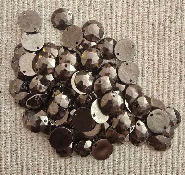 Stud: rond grof kleur oud zilver- 13mm