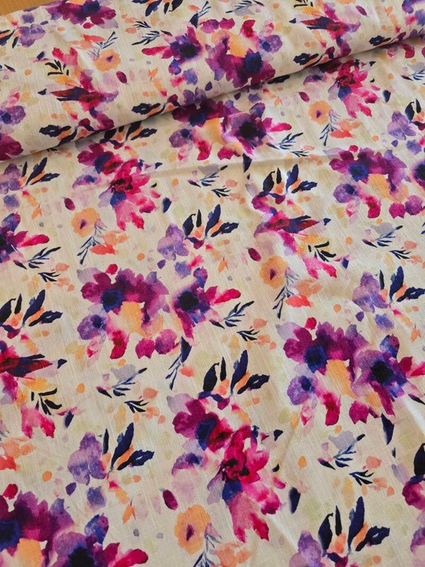 Viscose Linnen digitaal bloemen